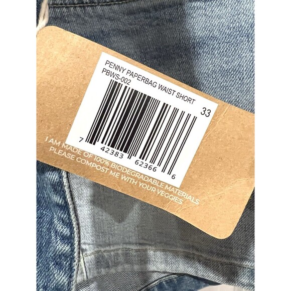 Porter Blue Jeans Penny Paperbag Shorts-Eden Belted High Rise Denim Women Sz 33 - Picture 11 of 13